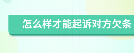 怎么樣才能起訴對方欠條