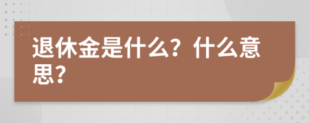 退休金是什么？什么意思？