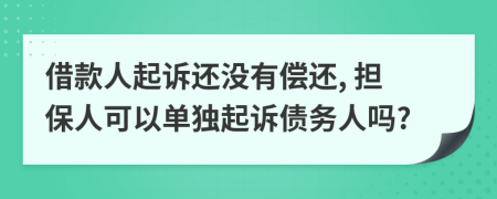 借款人起訴還沒有償還, 擔(dān)保人可以單獨(dú)起訴債務(wù)人嗎?