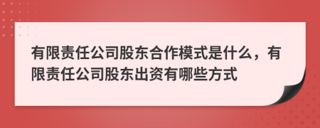 有限責(zé)任公司股東合作模式是什么，有限責(zé)任公司股東出資有哪些方式