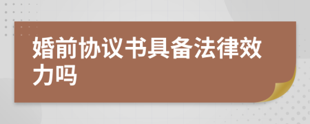 婚前協(xié)議書具備法律效力嗎
