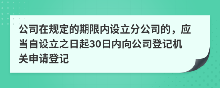 公司在規(guī)定的期限內(nèi)設(shè)立分公司的，應(yīng)當(dāng)自設(shè)立之日起30日內(nèi)向公司登記機(jī)關(guān)申請(qǐng)登記