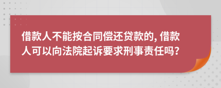 借款人不能按合同償還貸款的, 借款人可以向法院起訴要求刑事責(zé)任嗎？
