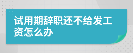 試用期辭職還不給發(fā)工資怎么辦