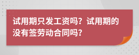 試用期只發(fā)工資嗎？試用期的沒(méi)有簽勞動(dòng)合同嗎？