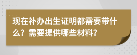現在補辦出生證明都需要帶什么？需要提供哪些材料？