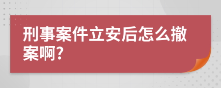 刑事案件立安后怎么撤案啊?