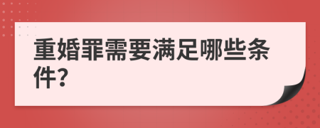 重婚罪需要滿足哪些條件？