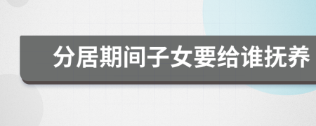 分居期間子女要給誰撫養(yǎng)