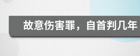故意傷害罪，自首判幾年