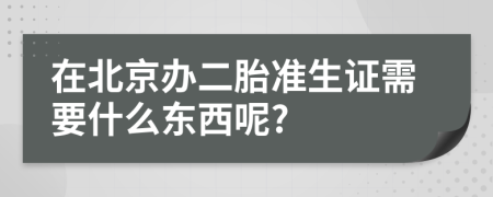 在北京辦二胎準生證需要什么東西呢?