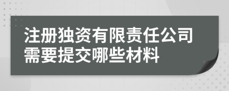 注冊(cè)獨(dú)資有限責(zé)任公司需要提交哪些材料