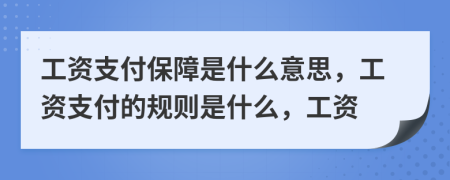 工資支付保障是什么意思，工資支付的規(guī)則是什么，工資