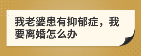我老婆患有抑郁癥，我要離婚怎么辦