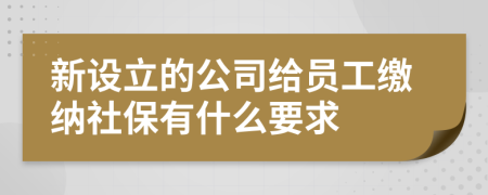 新設立的公司給員工繳納社保有什么要求