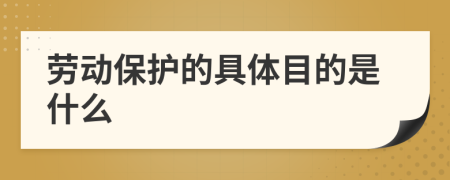 勞動(dòng)保護(hù)的具體目的是什么