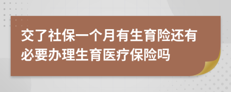 交了社保一個月有生育險還有必要辦理生育醫(yī)療保險嗎