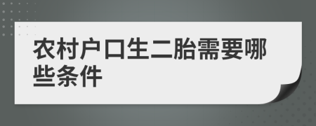 農(nóng)村戶口生二胎需要哪些條件