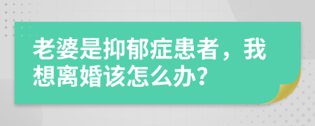 老婆是抑郁癥患者，我想離婚該怎么辦？