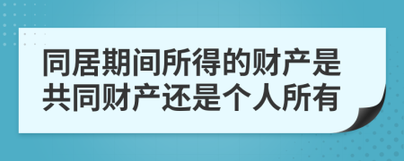 同居期間所得的財(cái)產(chǎn)是共同財(cái)產(chǎn)還是個(gè)人所有