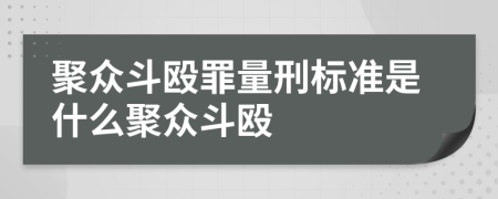 聚眾斗毆罪量刑標(biāo)準(zhǔn)是什么聚眾斗毆