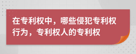 在專利權(quán)中，哪些侵犯專利權(quán)行為，專利權(quán)人的專利權(quán)