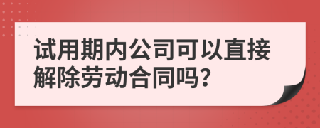 試用期內(nèi)公司可以直接解除勞動(dòng)合同嗎？