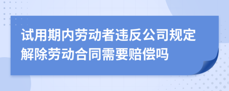 試用期內(nèi)勞動者違反公司規(guī)定解除勞動合同需要賠償嗎