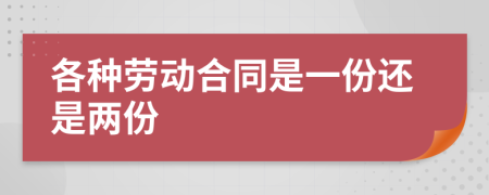 各種勞動(dòng)合同是一份還是兩份