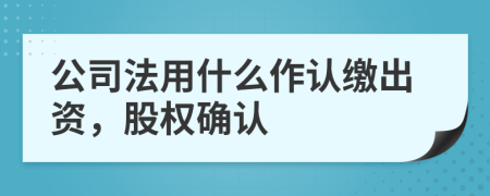 公司法用什么作認(rèn)繳出資，股權(quán)確認(rèn)