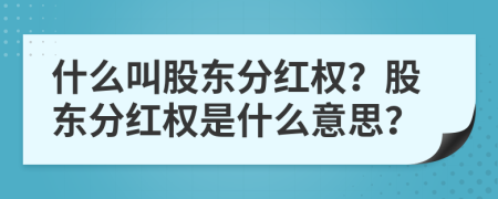 什么叫股東分紅權(quán)？股東分紅權(quán)是什么意思？