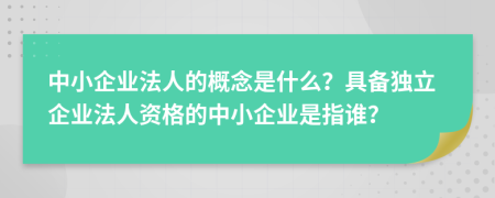 中小企業(yè)法人的概念是什么？具備獨(dú)立企業(yè)法人資格的中小企業(yè)是指誰？