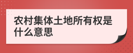 農(nóng)村集體土地所有權(quán)是什么意思