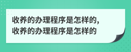 收養(yǎng)的辦理程序是怎樣的, 收養(yǎng)的辦理程序是怎樣的