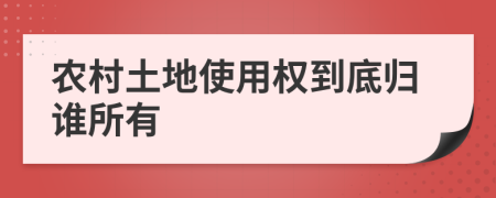 農(nóng)村土地使用權(quán)到底歸誰所有