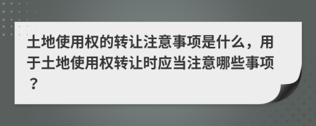 土地使用權(quán)的轉(zhuǎn)讓注意事項(xiàng)是什么，用于土地使用權(quán)轉(zhuǎn)讓時應(yīng)當(dāng)注意哪些事項(xiàng)？