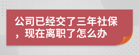 公司已經交了三年社保，現在離職了怎么辦