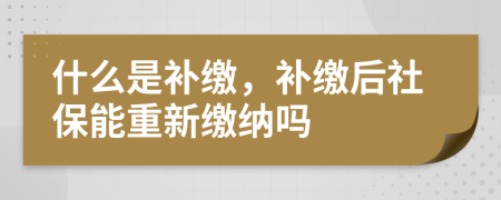 什么是補(bǔ)繳，補(bǔ)繳后社保能重新繳納嗎