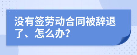 沒有簽勞動合同被辭退了、怎么辦？