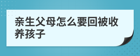 親生父母怎么要回被收養(yǎng)孩子