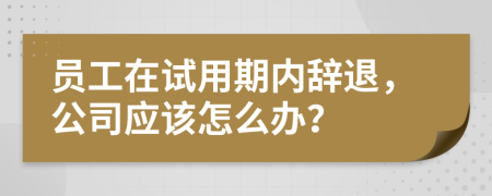 員工在試用期內辭退，公司應該怎么辦？
