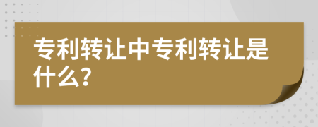 專利轉(zhuǎn)讓中專利轉(zhuǎn)讓是什么？
