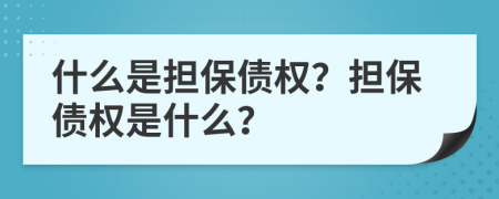 什么是擔(dān)保債權(quán)？擔(dān)保債權(quán)是什么？