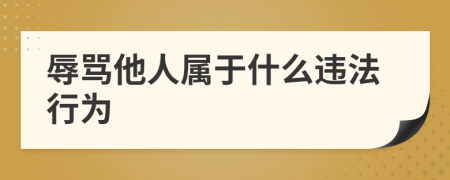 辱罵他人屬于什么違法行為