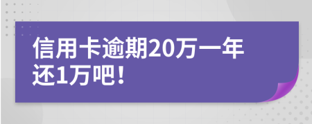 信用卡逾期20萬(wàn)一年還1萬(wàn)吧！