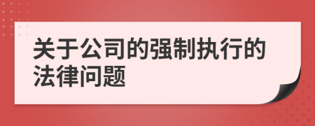 關(guān)于公司的強(qiáng)制執(zhí)行的法律問題