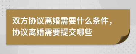 雙方協(xié)議離婚需要什么條件，協(xié)議離婚需要提交哪些