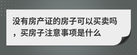 沒有房產(chǎn)證的房子可以買賣嗎，買房子注意事項是什么
