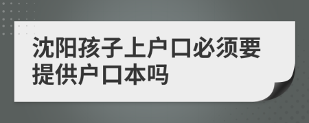 沈陽孩子上戶口必須要提供戶口本嗎