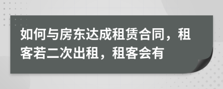 如何與房東達(dá)成租賃合同，租客若二次出租，租客會(huì)有